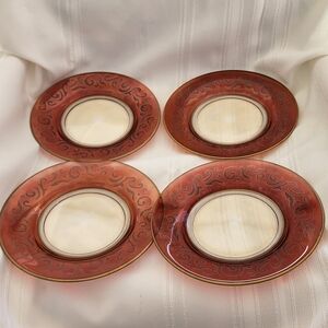 Pier 1 Red and Gold Fioore Buffet Plates From Romania